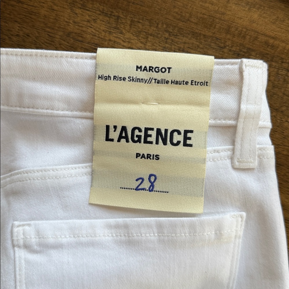 NWT L'AGENCE Margo Blanc Skinny Classic White Denim 28 - Picture 9 of 9